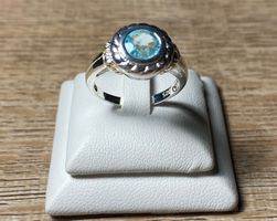 natürlicher Blauer Zirkon Ring 💎✨ 925 Silber vergoldet S99