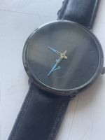 stylische schwarz/ blaue Armbanduhr (Unisex)