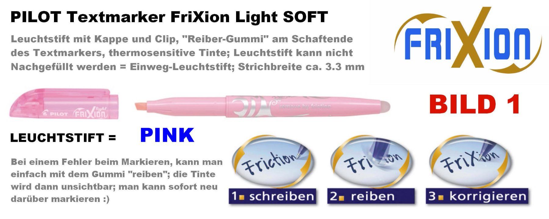 Pilot Penna & Evidenziatori: Pilot Leuchtstift Marker *** Frixion LIGHT SOFT *** PINK – Nuovo (secondo la descrizione) da Strengelbach venduto da Mozi1