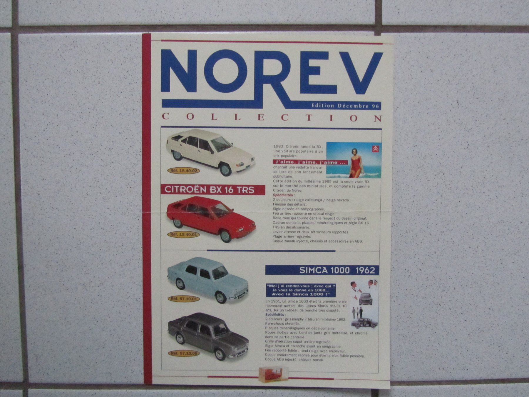 Norev Modellini d'auto: Norev, Automodell Flyer von 1996 – Usato da Weiningen ZH venduto da dietsch57