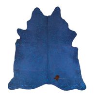 Kuhfell Teppich Blue Metalic