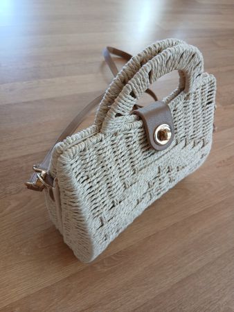 Korbtasche geflochten, Sand/Beige/Braun-Töne, Grösse 23x16