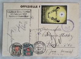 JB44) 1927 Flugpostbrief mit Vignette Orginalkarte Lp