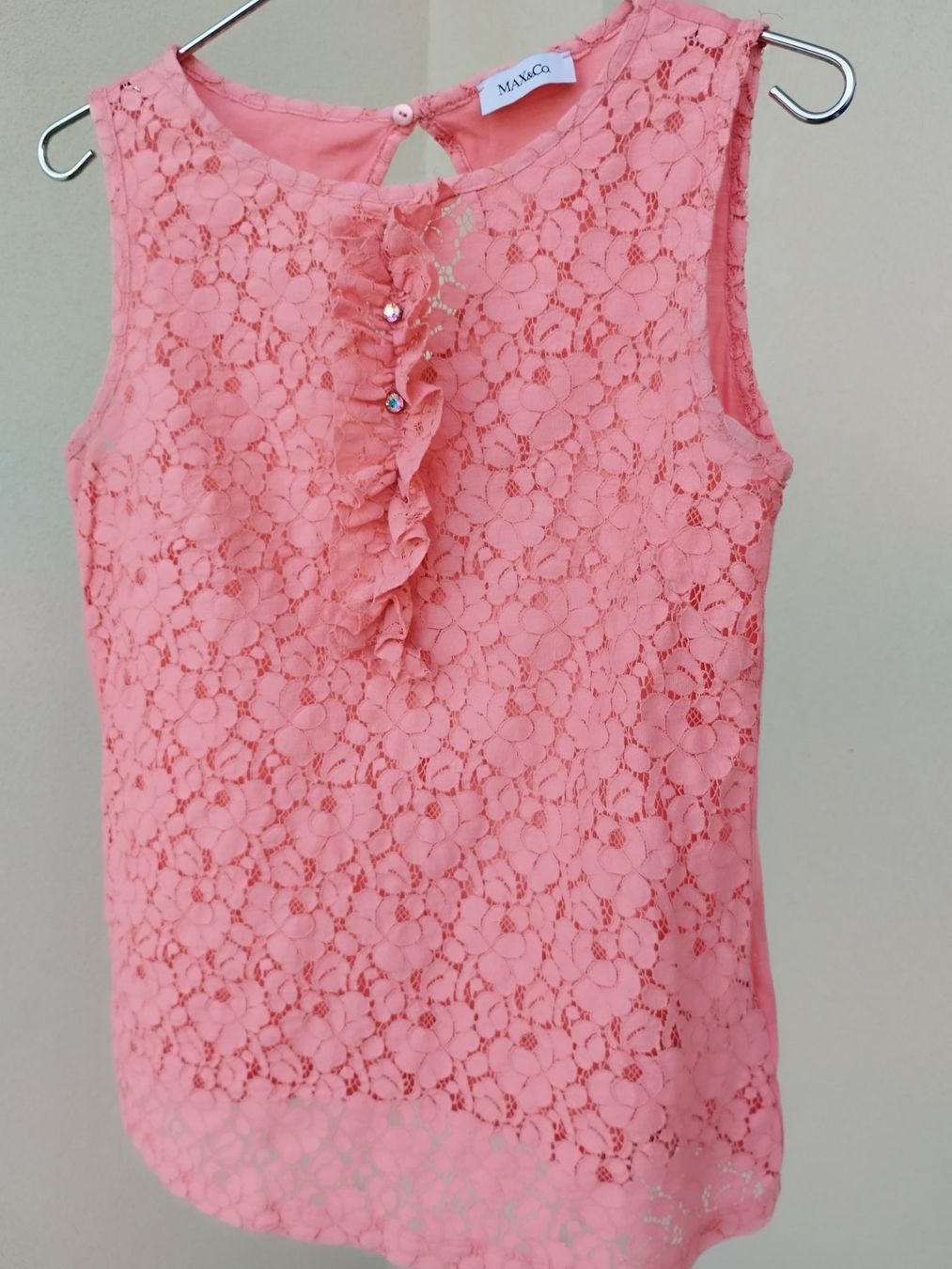 Tops: MAX&Co. Spitzentop Gr. S, lachsfarben, neuwertig – Gebraucht aus Paradiso von byrek