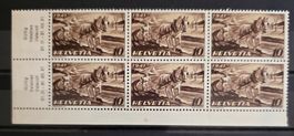 Schweiz 1941 Pro Patria 10c 6er-Block Bogenrand MNH