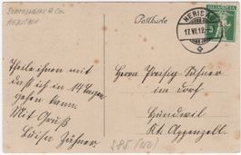 seltene Perfin S.&Co. auf Künstler-Ansichtskarte von HERISAU
