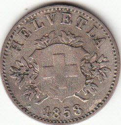 Alle Münzen: 20 Rappen 1858 ss – Gebraucht aus Gossau SG von Gallus00