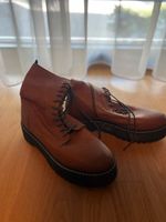 Leder Boots Damen Braun Grösse 40 Schnürung Reissverschluss 