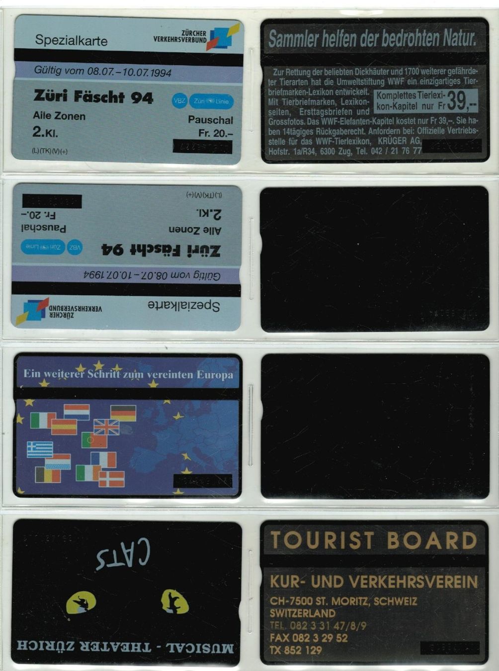 Schede telefoniche: 8 Taxcards – Usato da Zürich venduto da Tolima194 1