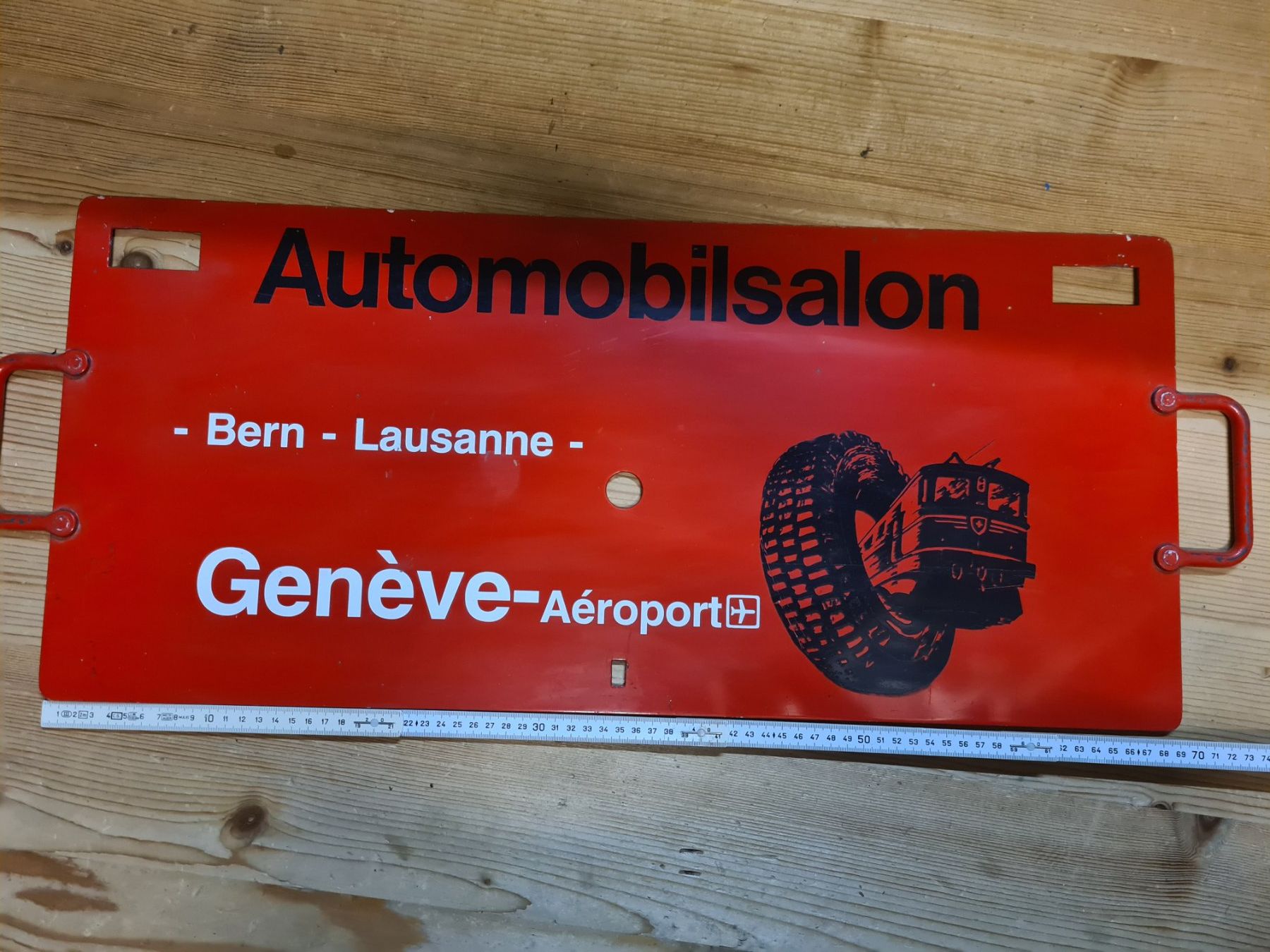 SBB/CFF/FFS Insegne: SBB Rautetafel Automobilsalon Geneve – Usato da Grafstal venduto da mowo25