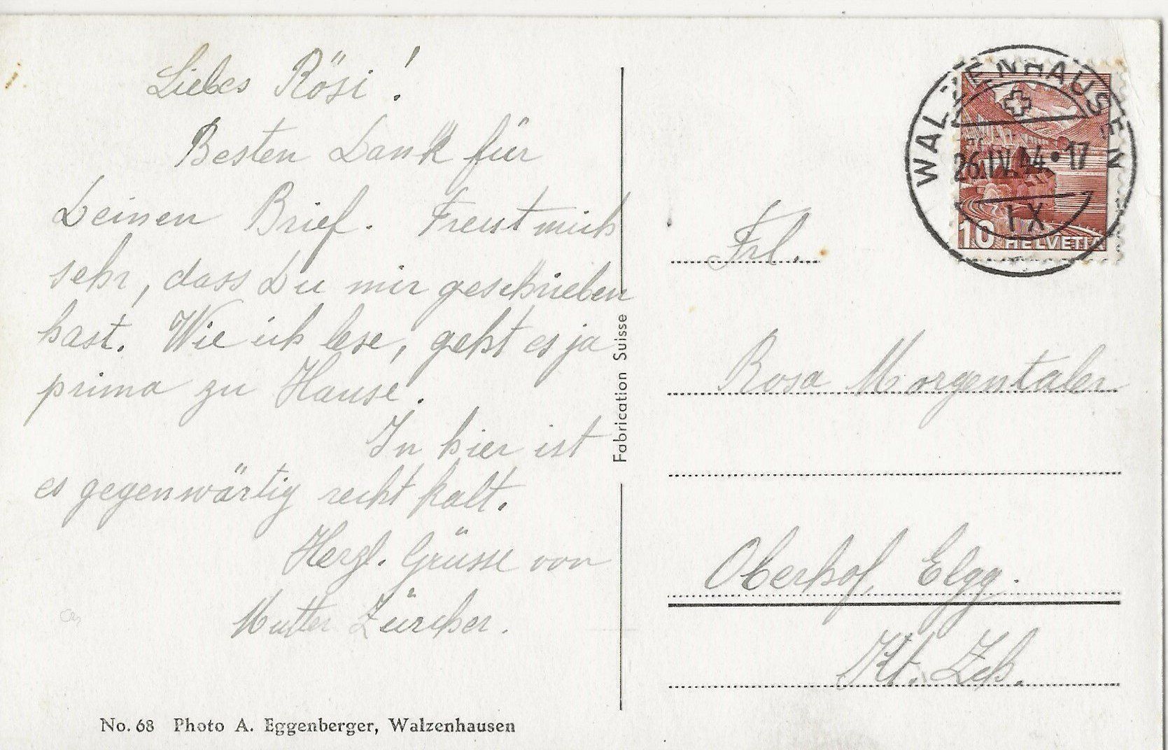 Cartoline postali: Kurort Walzenhausen, 1944 – Usato da Frauenfeld venduto da Merk52 1