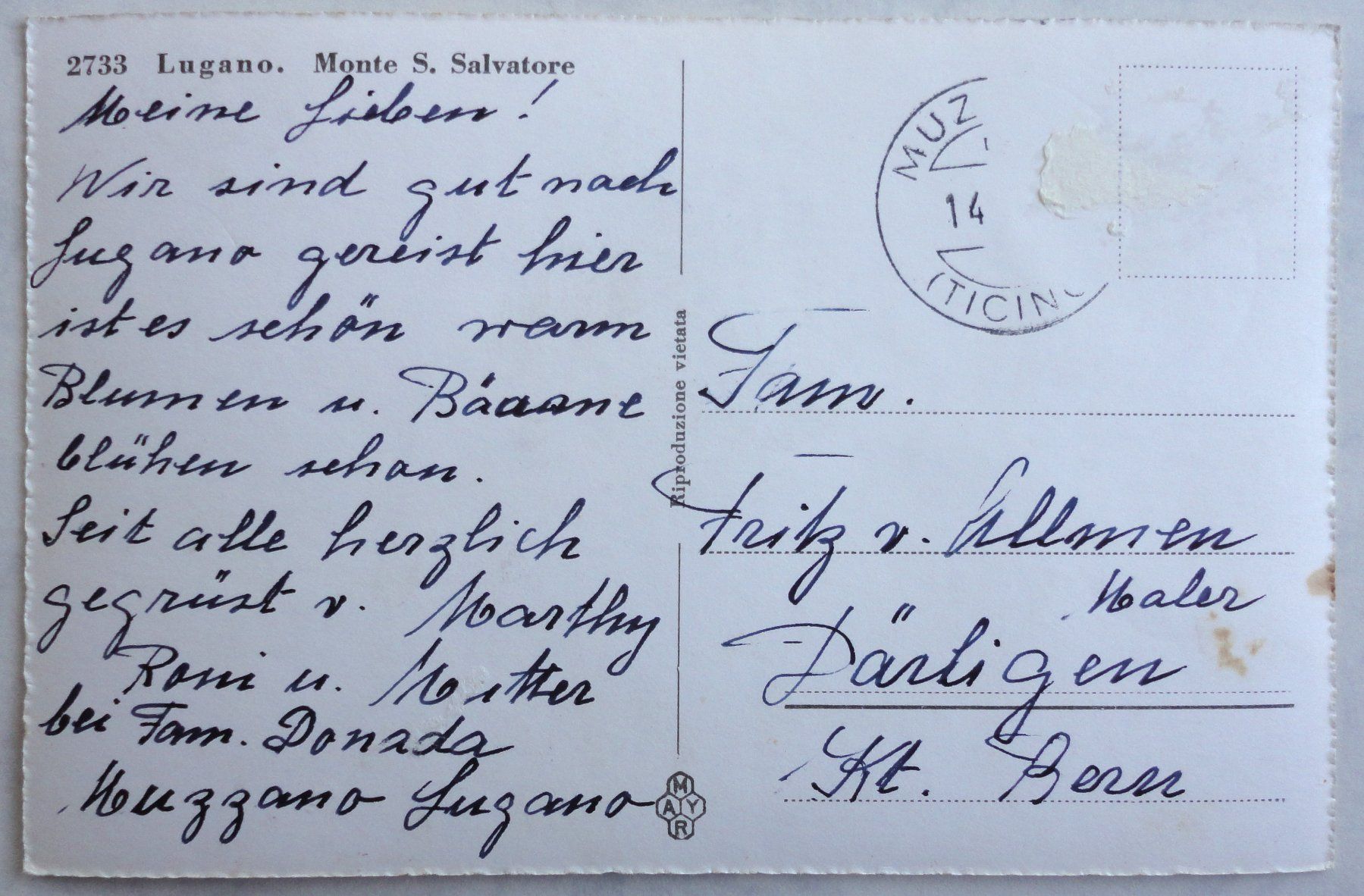 Cartoline postali: Lugano, Monte S. Salvatore – Difettoso da Fétigny venduto da Billy2miny 1