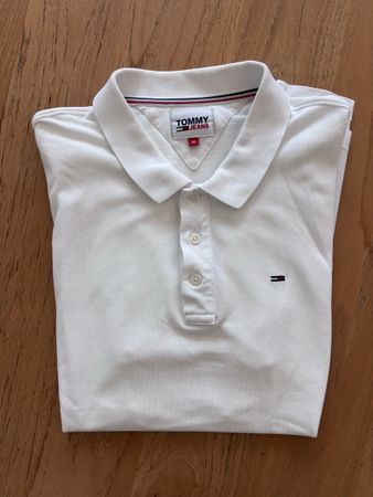 Tommy Jeans white polo shirt, size M