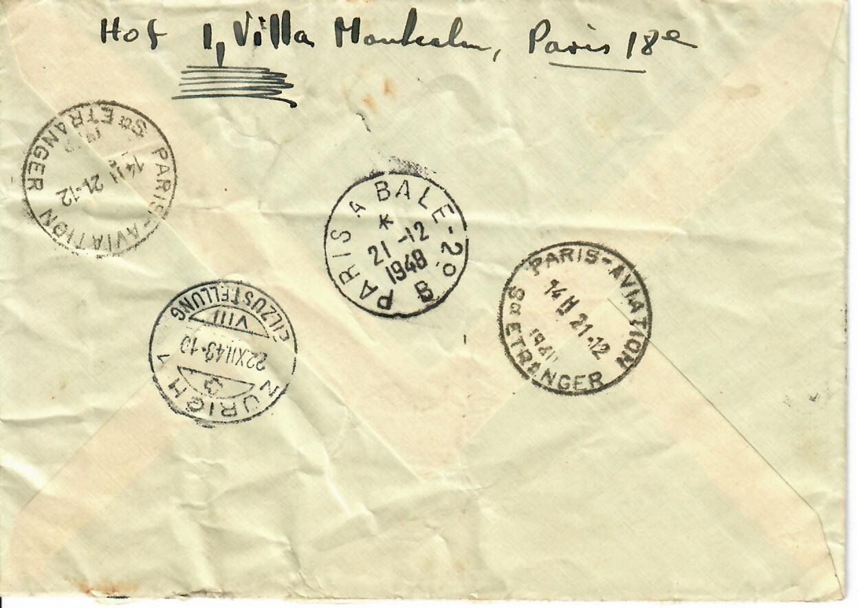 Alle Briefmarken: Brief, Frankreich 1948 – Gebraucht aus Hochdorf von Ziegel-16 1