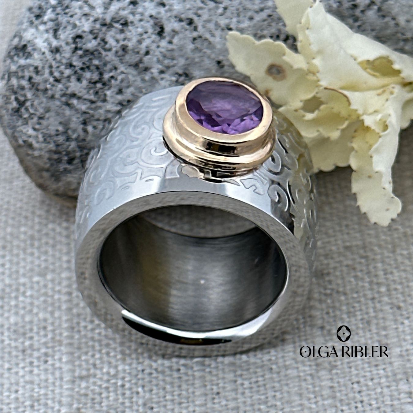 Olga Ribler Bagues: Edelstahlring mit Amethyst, Gr. 60 – Neuf (Voir description) à Luzern par MonikaS03 6