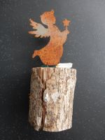 Rost: Engel mit Stern auf Holz NEU Dekoration Weihnachten