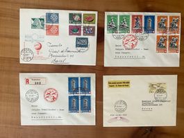 4 schöne Luftpostbriefe Schweiz, 1940 - 1959