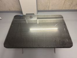 Gartentisch Klapptisch Metall mit Glasplatte dunkel 110x75cm