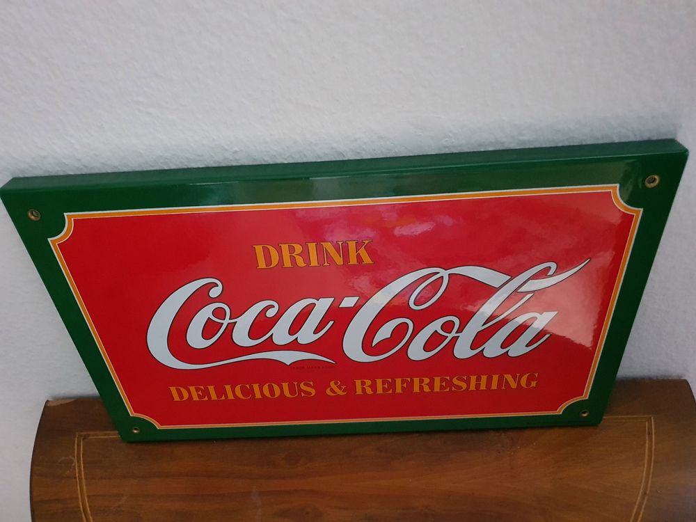 Grosses Emailschild Coca Cola Emaille Schild Reklame Vintage | Acheter ...