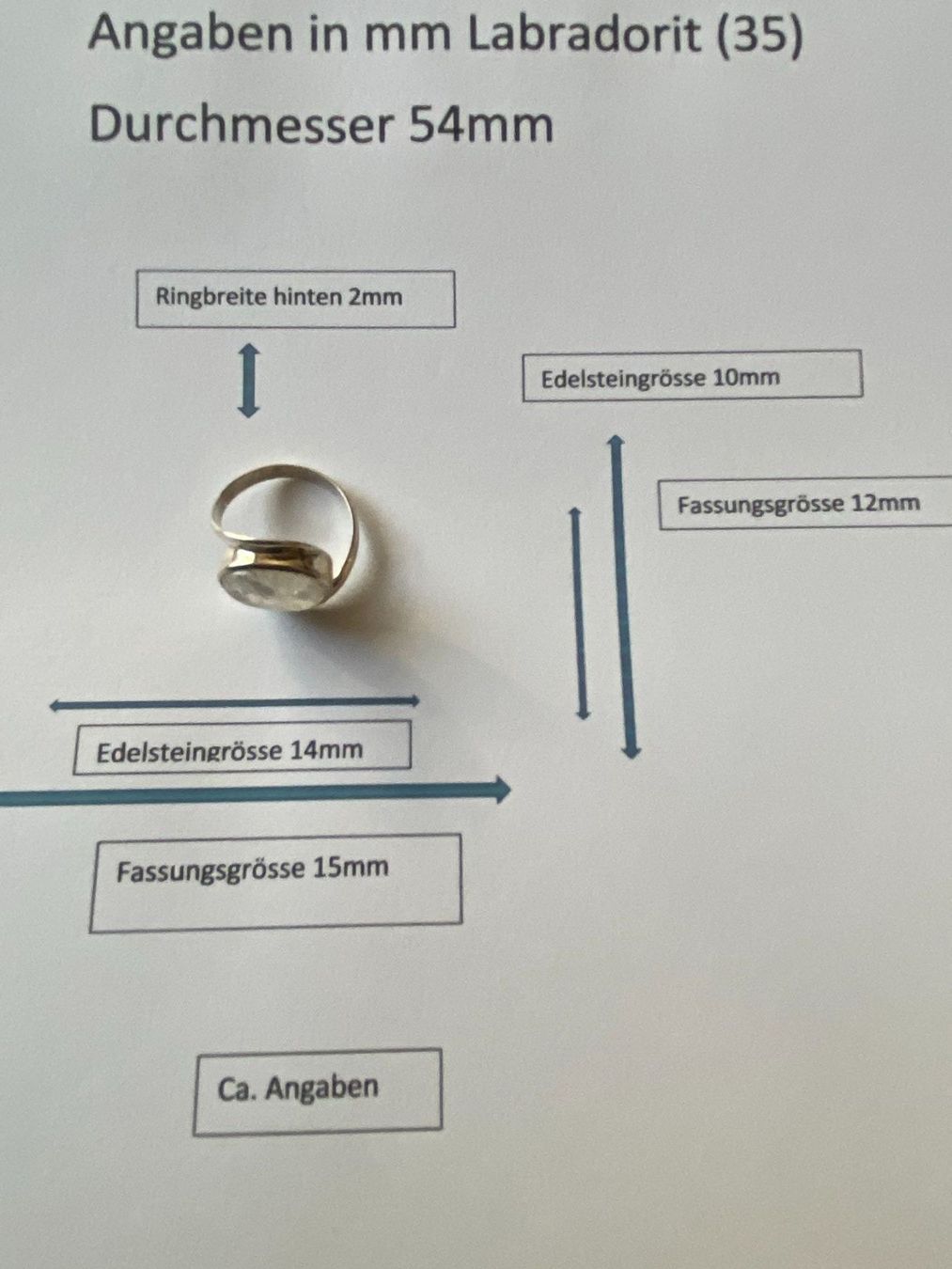 Anelli: Ring, Silber/Labradorit, Durchm.54mm(35) – Nuovo (secondo la descrizione) da Muri b. Bern venduto da Silberqualle 3