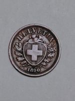 Suisse-2 cents CHF/2 rappen 1890 B_Variété Croix épaisse