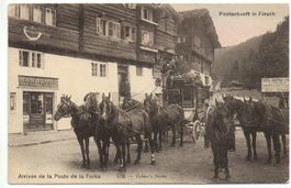 FIESCH Ankunft Furka-Post, Postkutsche - Handlung A. Grandi