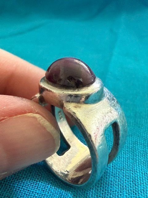 Anelli: Vintage Preloved 925 Silber Ring mit Dunkelviolett Stein – Usato da Osco venduto da Gatto_Nero 5
