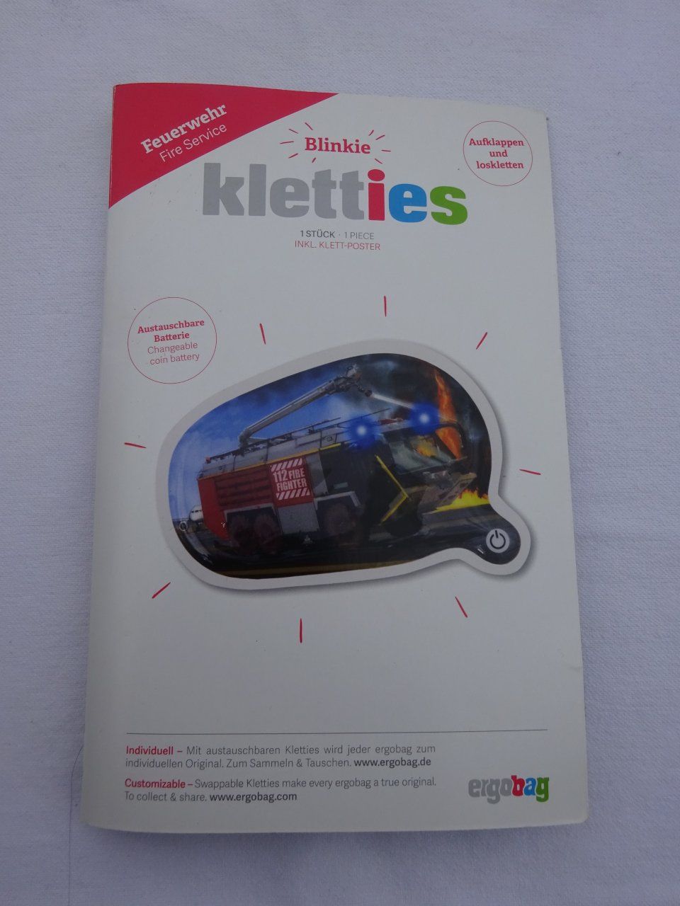 Ergobag Placchette & Badge: Ergobag Kletties "Feurwehr" (blinkend) – Usato da Suhr venduto da mag_rc5y 2