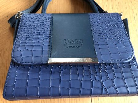 Elegante ROBO Handtasche Kroko-Optik Dunkelblau