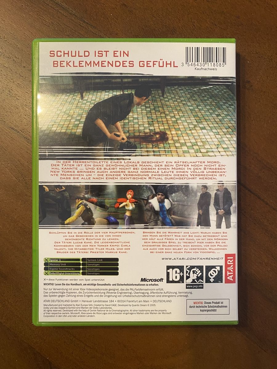 Microsoft Giochi: Fahrenheit für Xbox – Usato da Thunstetten venduto da Virus_33 4