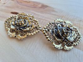 Vintage Cardigan Clip/Klammer, Gold Rosen Design