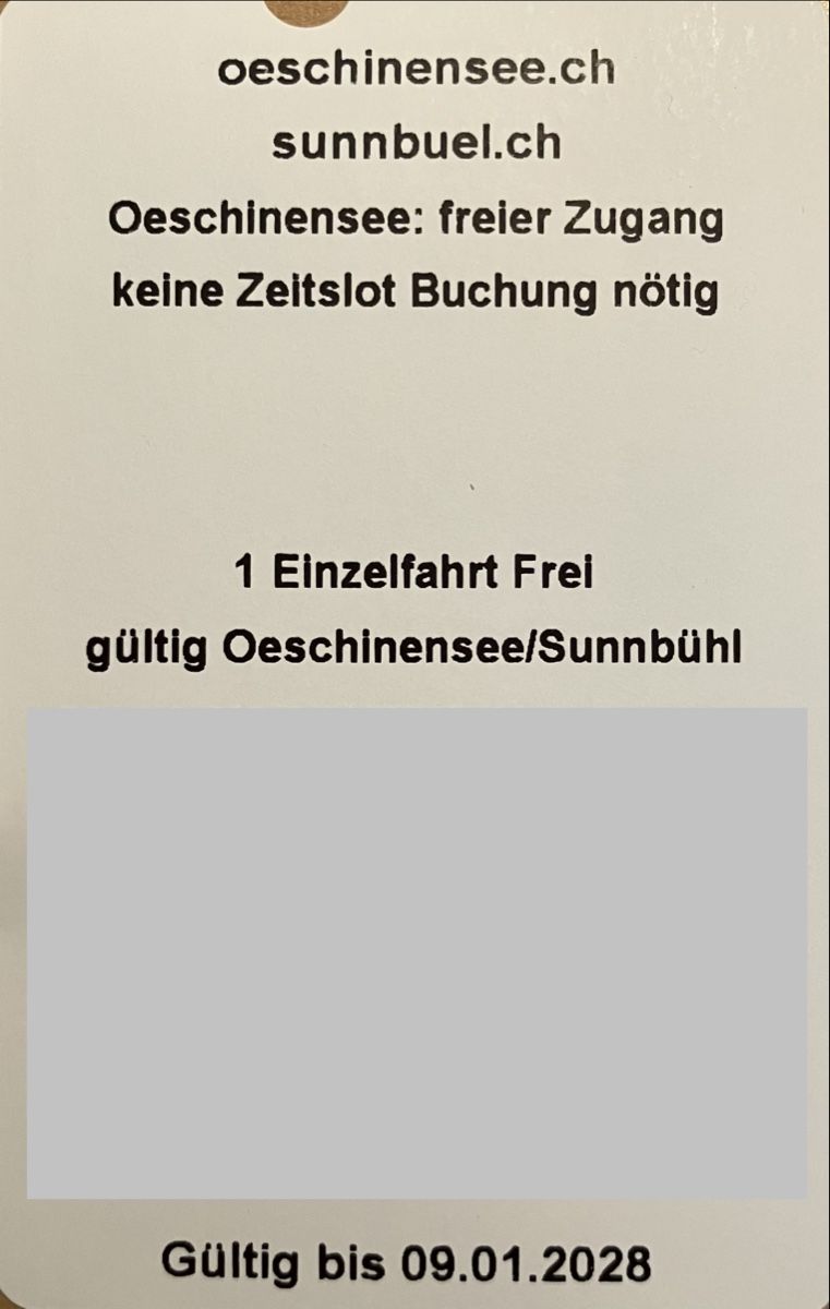 Buoni: Freikarte Einzelfahrt Oeschinensee oder Sunnbuel – Nuovo (secondo la descrizione) da Hunzenschwil venduto da zibu88