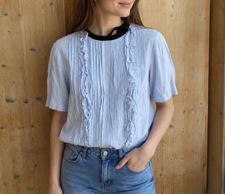 Light Blue Ruffle Blouse 