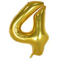 40" XL Metallic Zahlenballon Gold 4 - KOSTENLOSER VERSAND