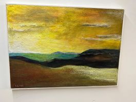 Öl-/ Gipsbild auf Holz Künstler signiert E.E. Mü 12