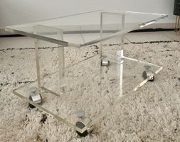 Vintage Plexiglas Design TV Möbel Beistelltisch auf Rollen 