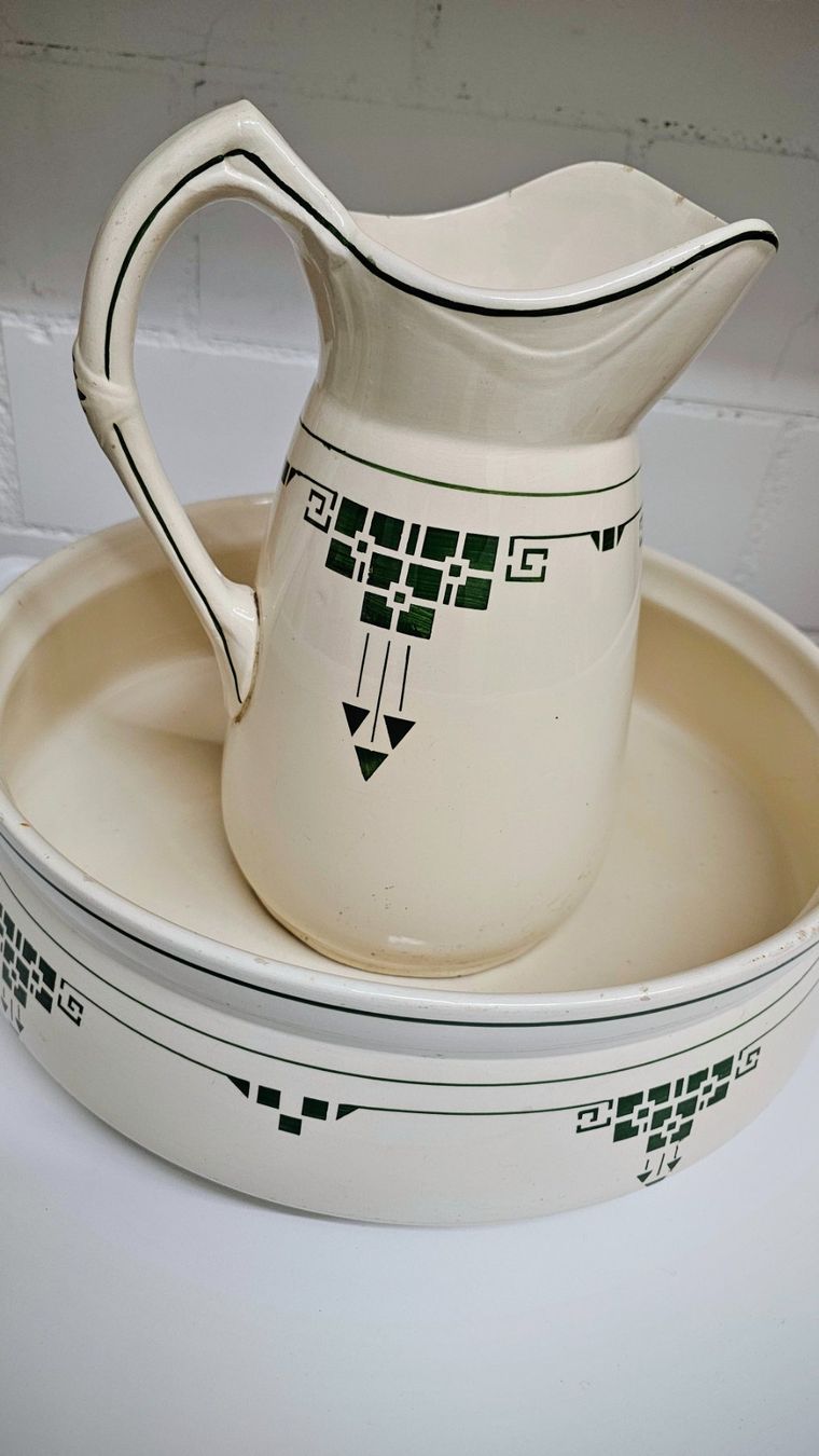 Caraffe: Antiker Waschtisch Set - Schüssel & Krug – Usato da Gockhausen venduto da virginie8610 1