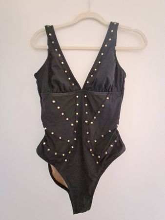 Maillot de bain noir Kenneth Cole orné de clous taille 38