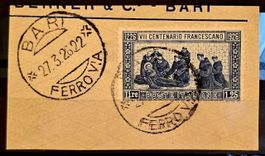 Italien 1926 Franz von Assisi 1.25L Bahnpost BARI FERROVIA