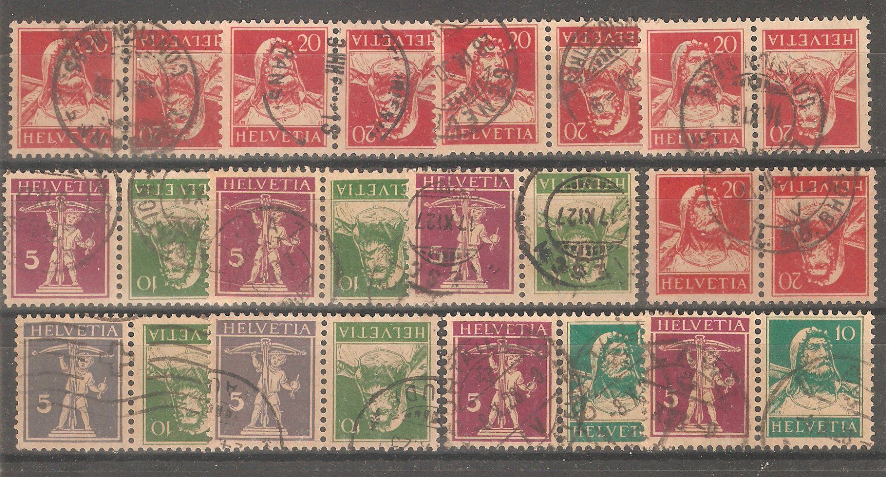 Alle Briefmarken: 12 kehrdrucke – Gebraucht aus Lausanne von Whorvath