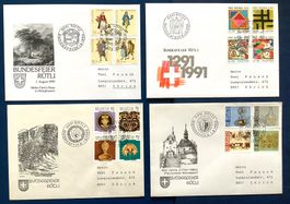 1990 -93 Pro Patria Ilustr.Briefe Bundesfeierstempel 01.08