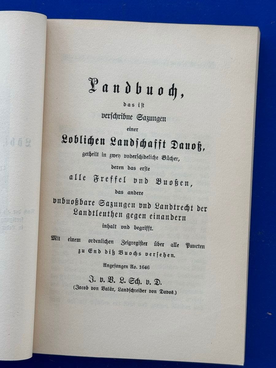 Libri: Landbuch der Landschaft und Hochgerichts-Gemeinde Davos – Usato da Adliswil venduto da buch_und_kunst 5