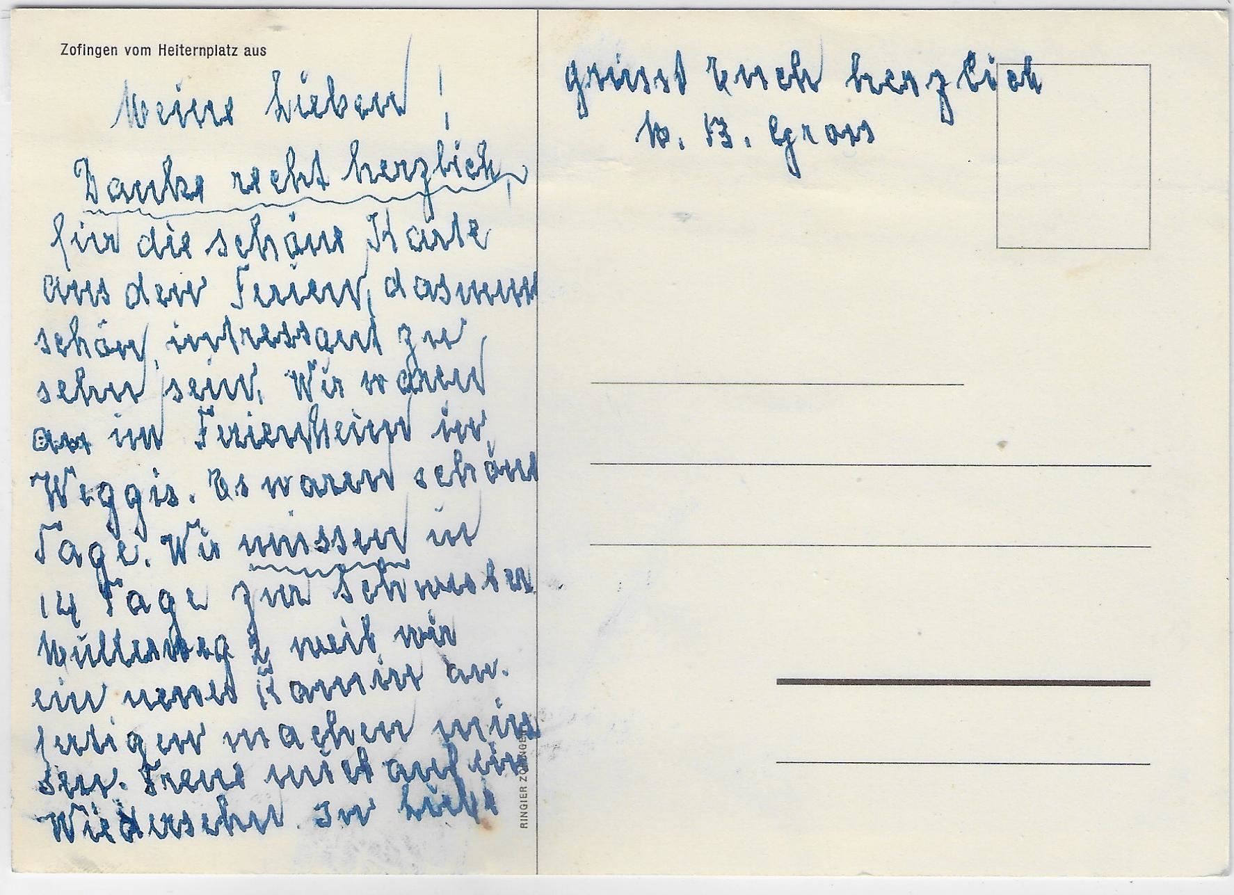 Cartoline postali: Zofingen vom Heiternplatz aus – Antico da Ettingen venduto da Kartenplanet 1