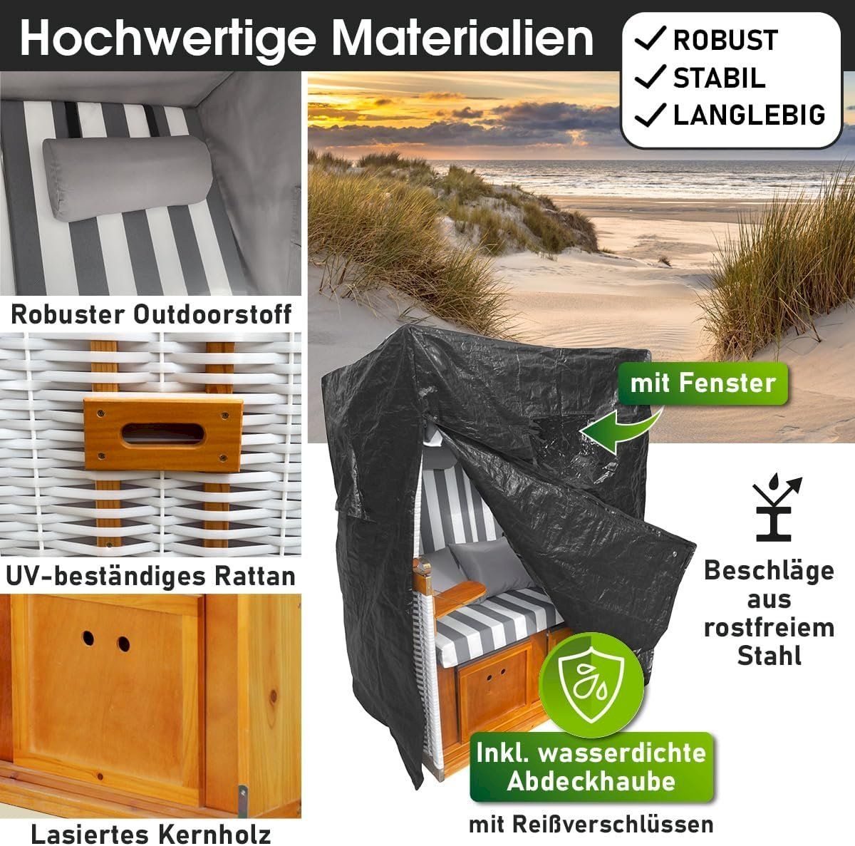 Liegen & Liegestühle: Strandkorb NORDERNEY DELUXE 120cm – Neu und originalverpackt aus Bottighofen von zaap 5