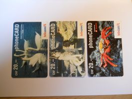 3x Telefonkarte TelecomFL CHF 20.- verschiedene Motive