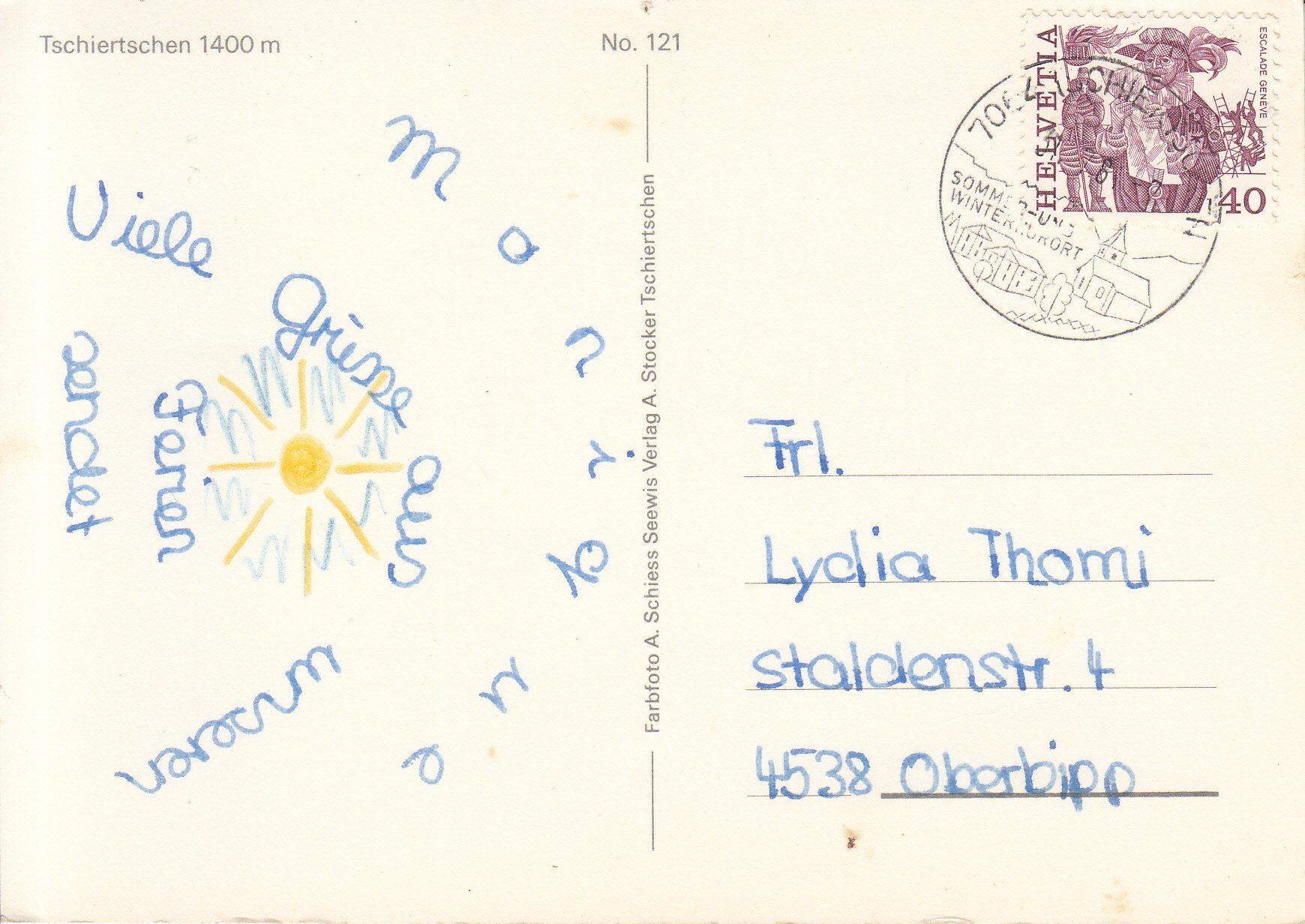 Cartoline postali: Tschiertschen 1981 – Usato da Bürglen TG venduto da StampGraf 1