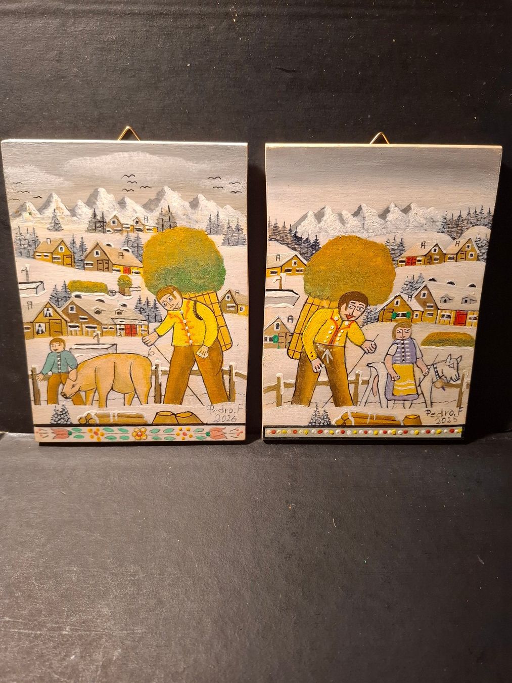 Dipinti: Wunderschöne 2 Mini Bild Winter **  55 **  61 – Usato da Zürich venduto da Soragno50