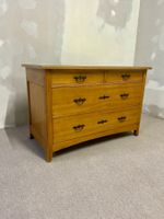 Mid Century Holz Kommode mit 4 Schubladen Vintage Glasplatte