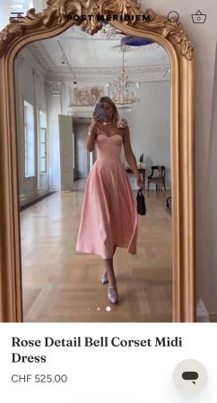 Post Meridiem Midi Dress Peach Rosa XS (XXS) NEU Original