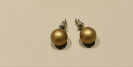 Golden sphere earrings, minimalist style - fall glam